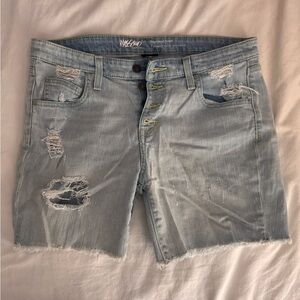Light Blue Distressed Denim Shorts